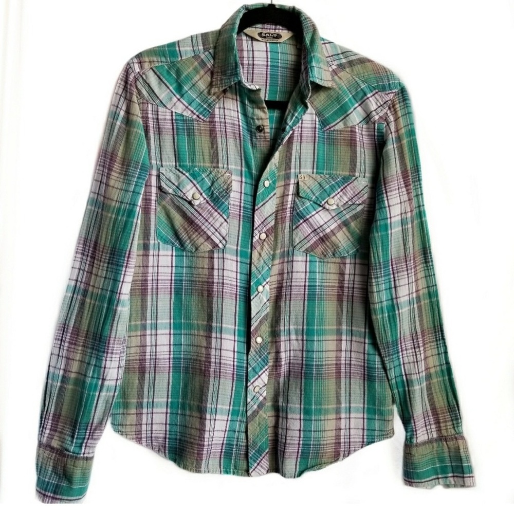 Salt Valley Western | Polyester plaid Shirt | XS - Picture 8 of 10